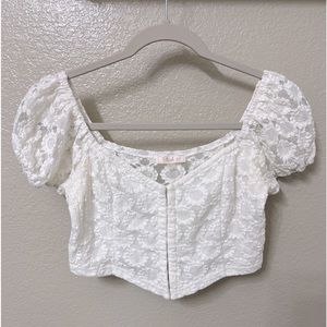 Papaya White Lace Off Shoulder Crop Top